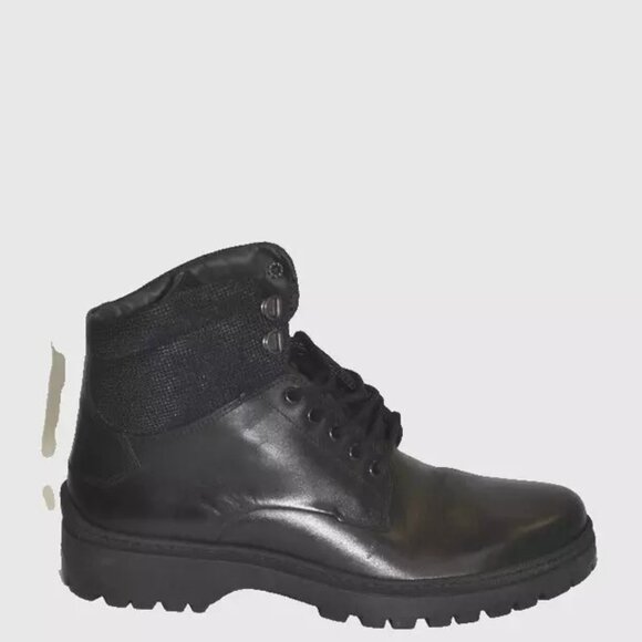 New! Bruno Magli Val Leather Derby Boots Size 10.5 M Black DD328A